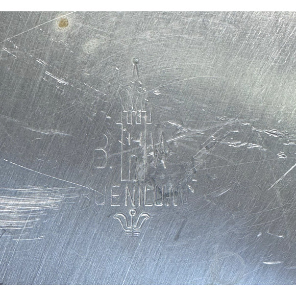 BW Buenilum Hammered Aluminum Ice Bucket 2 Handle Champagne Wine Holder Lid‎ MCM - Picture 9 of 9